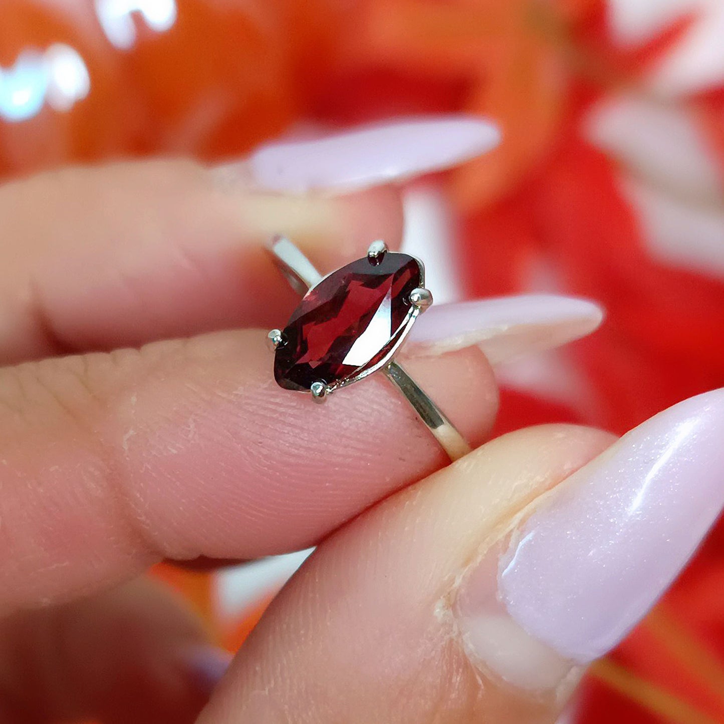 ANELLO GRANATO e Argento 925