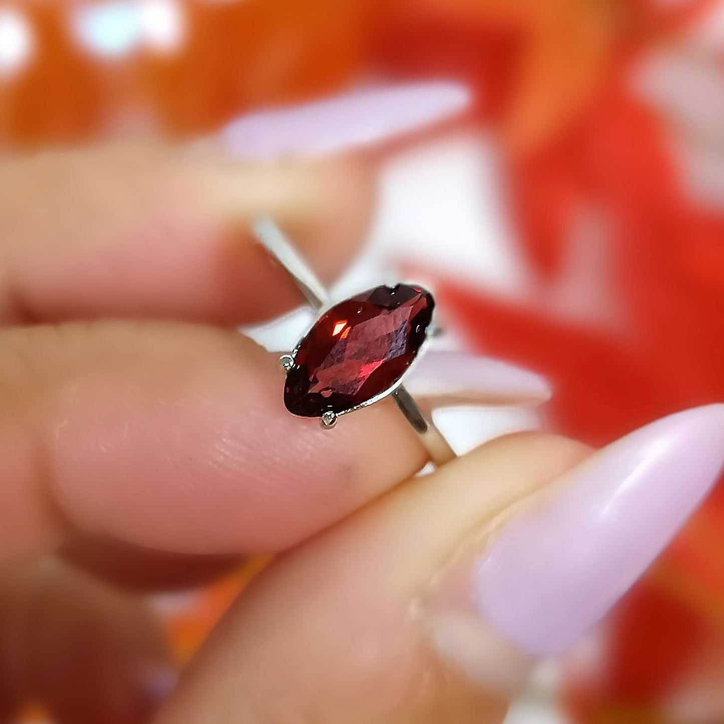 ANELLO GRANATO e Argento 925