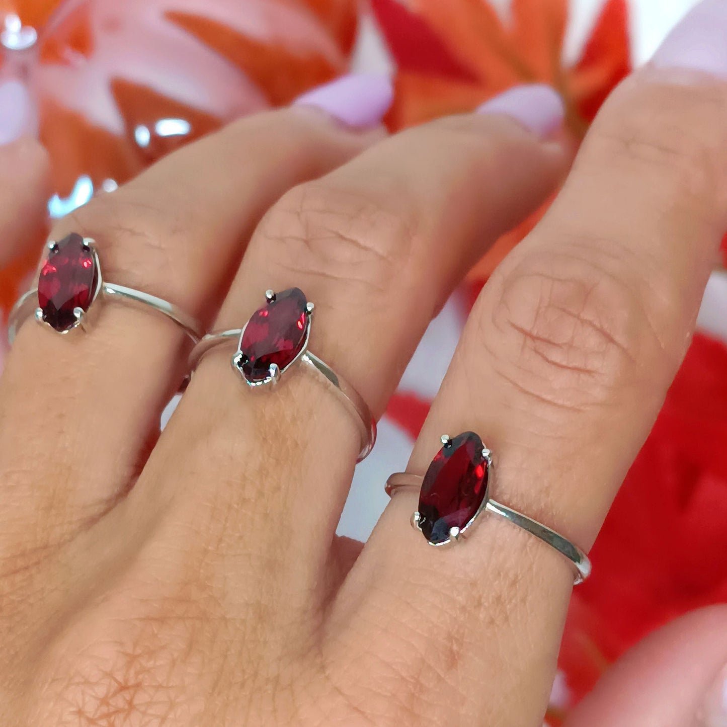 ANELLO GRANATO e Argento 925