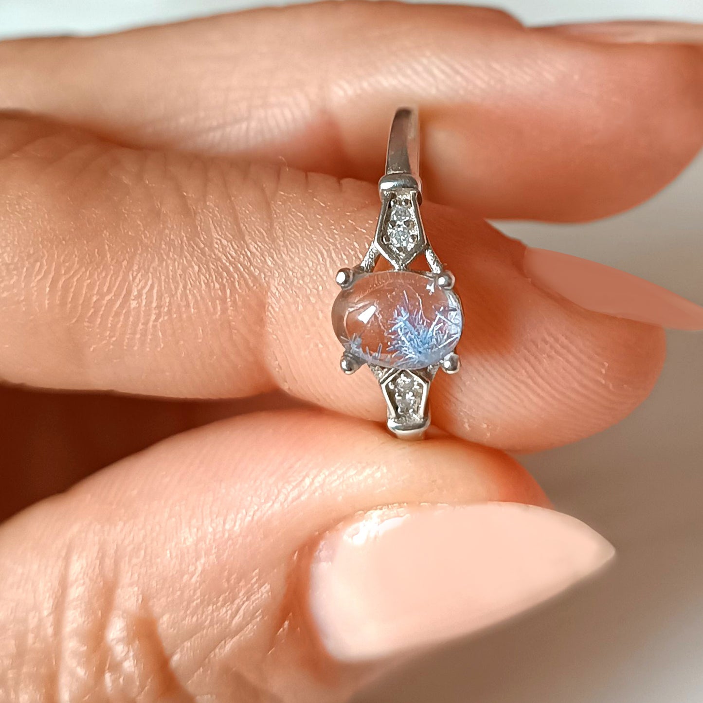 ANELLO DUMORTIERITE PIETRA TONDA
