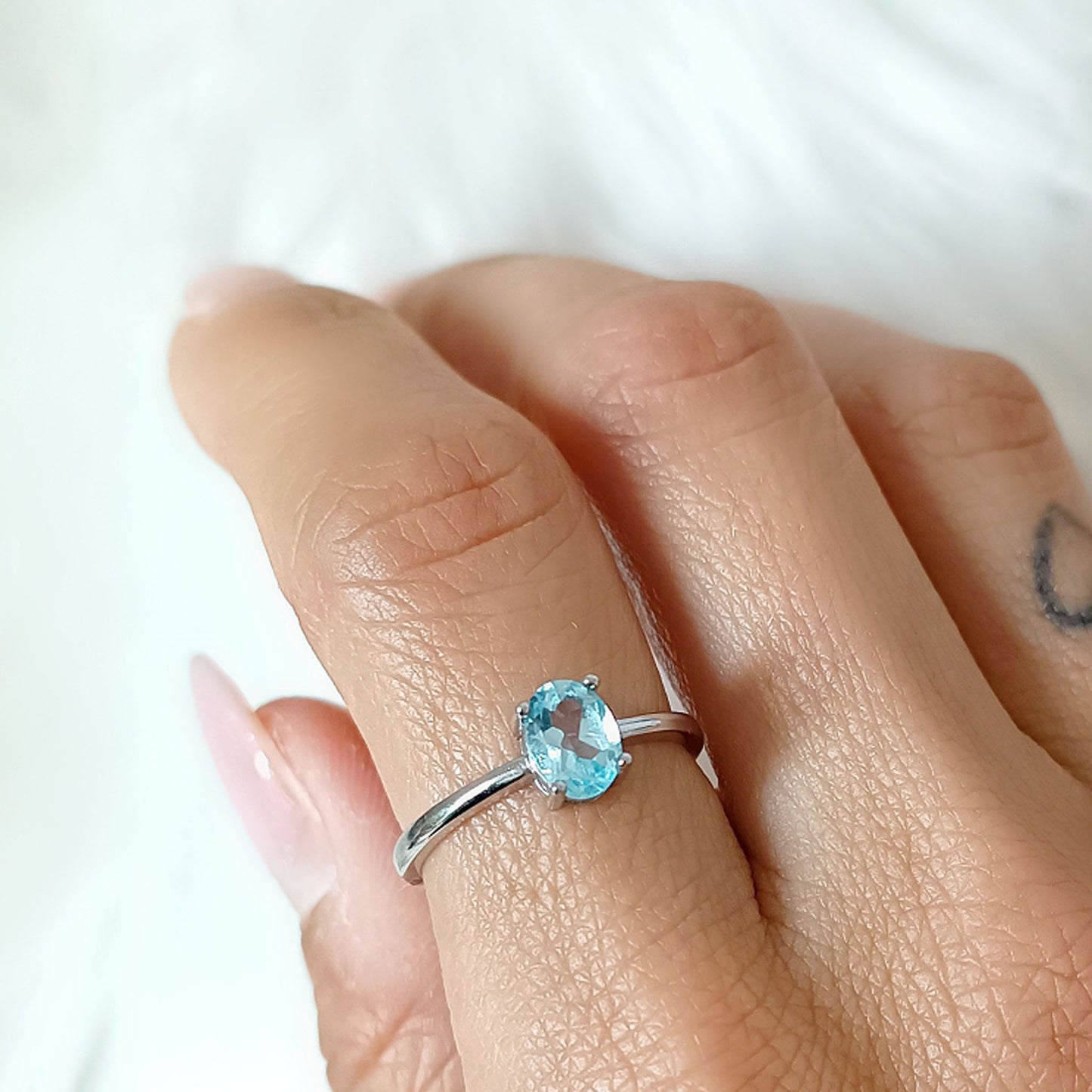 ANELLO ACQUA MARINA e ARGENTO 925