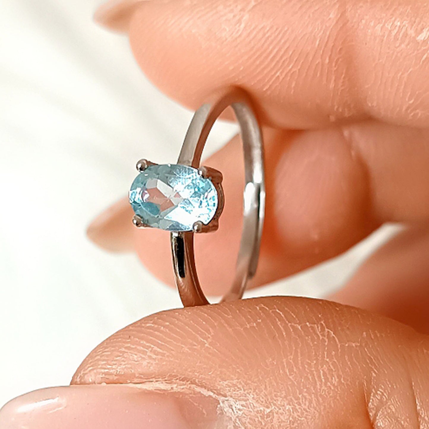 ANELLO ACQUA MARINA e ARGENTO 925