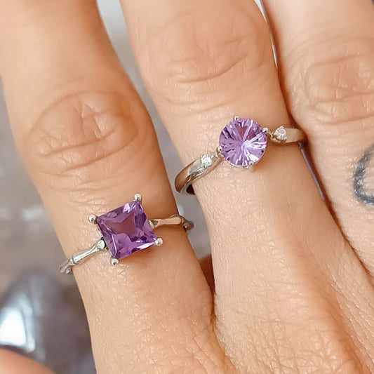 ANELLO REGOLABILE IN AMETISTA e argento 925