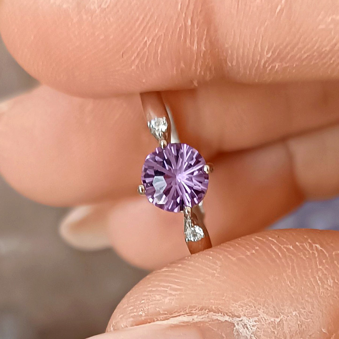 ANELLO REGOLABILE IN AMETISTA e argento 925