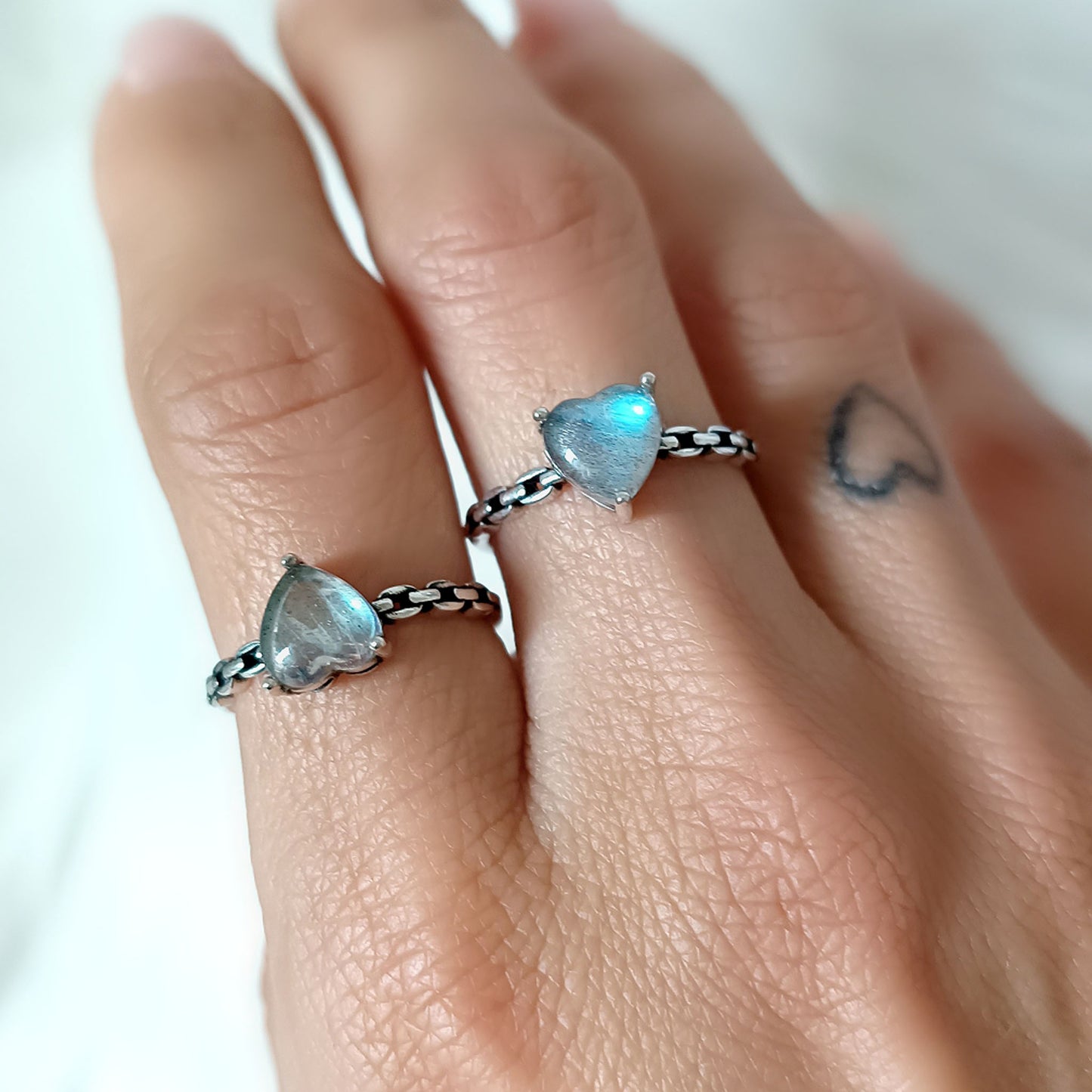 ANELLO CON PIETRA LABRADORITE e ARGENTO