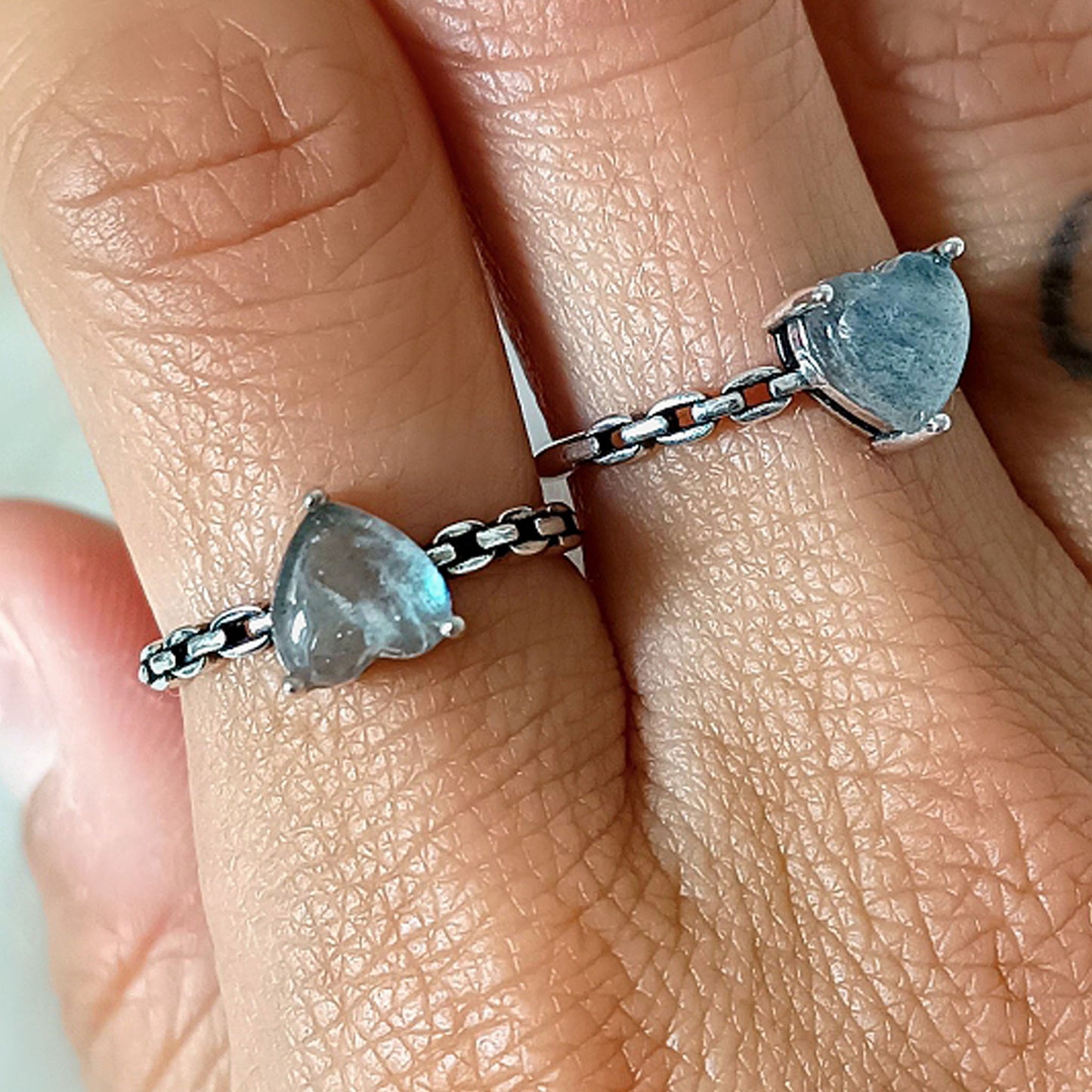 ANELLO CON PIETRA LABRADORITE e ARGENTO