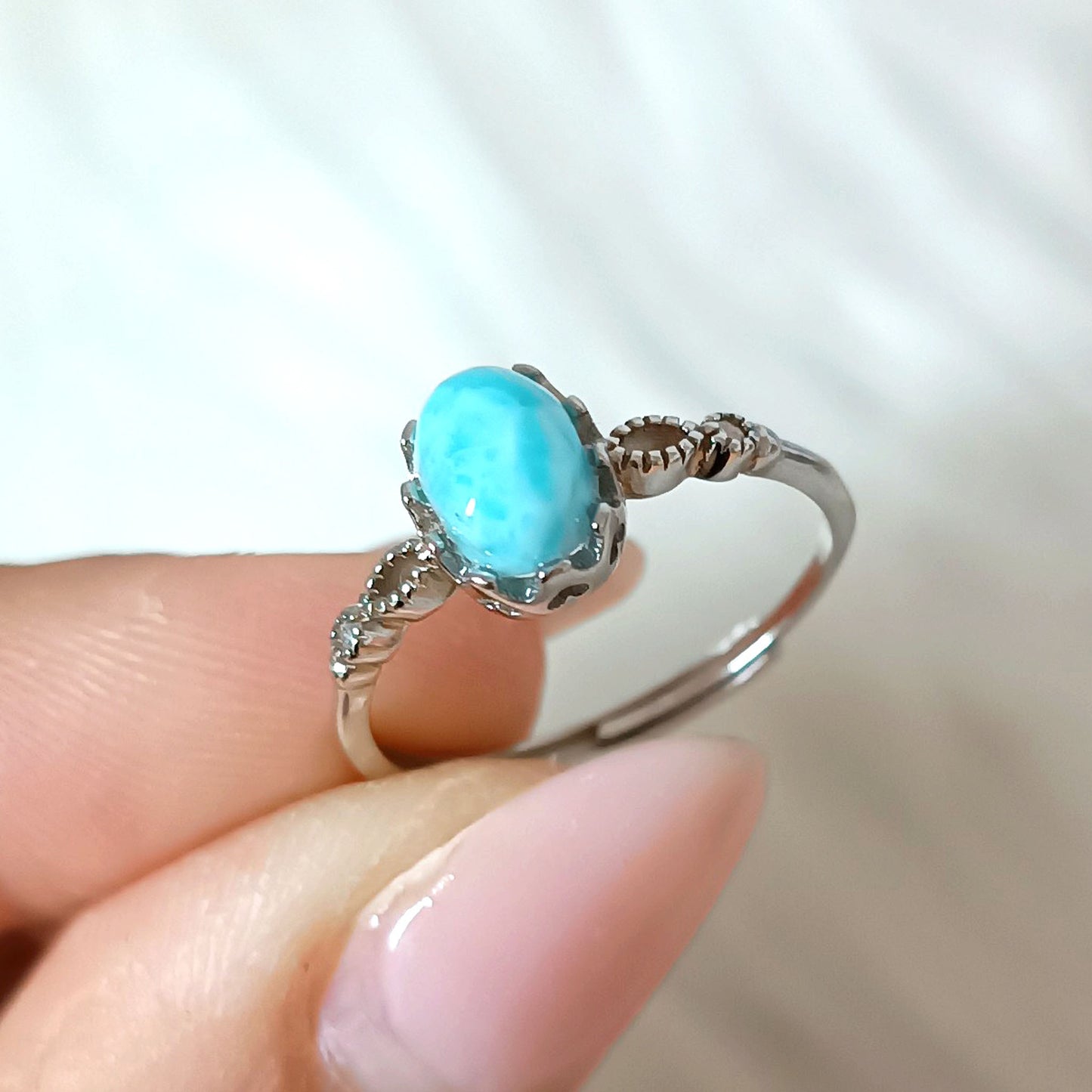 ANELLO RAGOLABILE in argento 925 con PIETRA LARIMAR