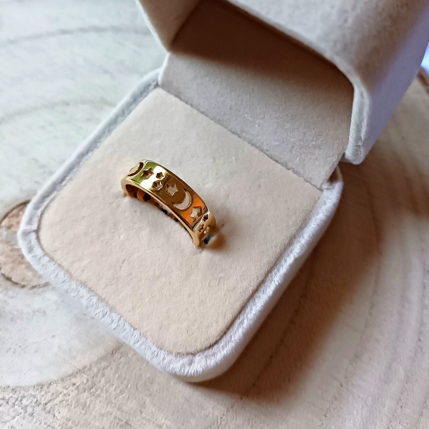 Anello Stelle e Luna in acciaio inossidabile